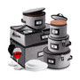 6 Piece Hard Shell Fine China Plates, Mugs and Wine Glass Storage Set - Holds a 12 Serving Set
