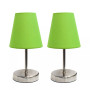Simple Designs Sand Nickel Mini Basic Table Lamp with Fabric Shade 2 Pack Set