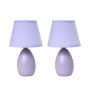 Simple Designs Mini Egg Oval Ceramic Table Lamp 2 Pack Set