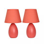 Simple Designs Mini Egg Oval Ceramic Table Lamp 2 Pack Set