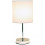 Simple Designs Chrome Mini Basic Table Lamp with Fabric Shade