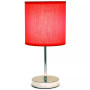 Simple Designs Chrome Mini Basic Table Lamp with Fabric Shade