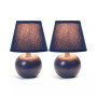 Simple Designs Mini Ceramic Globe Table Lamp 2 Pack Set