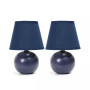 Simple Designs Mini Ceramic Globe Table Lamp 2 Pack Set