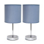 Simple Designs Chrome Mini Basic Table Lamp with Fabric Shade 2 Pack Set