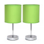 Simple Designs Chrome Mini Basic Table Lamp with Fabric Shade 2 Pack Set