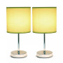 Simple Designs Chrome Mini Basic Table Lamp with Fabric Shade 2 Pack Set