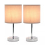 Simple Designs Chrome Mini Basic Table Lamp with Fabric Shade 2 Pack Set