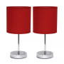 Simple Designs Chrome Mini Basic Table Lamp with Fabric Shade 2 Pack Set