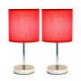 Simple Designs Chrome Mini Basic Table Lamp with Fabric Shade 2 Pack Set