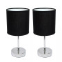 Simple Designs Chrome Mini Basic Table Lamp with Fabric Shade 2 Pack Set