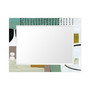 'Introductions' Rectangular On Free Floating Printed Tempered Art Glass Beveled Mirror, 40" x 30"