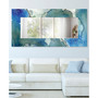 'Subtle Blues' Rectangular On Free Floating Printed Tempered Art Glass Beveled Mirror, 72" x 36"