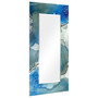'Subtle Blues' Rectangular On Free Floating Printed Tempered Art Glass Beveled Mirror, 72" x 36"