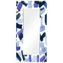 'Cerulean Strokes' Rectangular On Free Floating Printed Tempered Art Glass Beveled Mirror, 72" x 36"