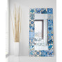 'Tiles' Rectangular On Free Floating Printed Tempered Art Glass Beveled Mirror, 72" x 36"