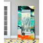 'Tidal Abstract' Rectangular On Free Floating Printed Tempered Art Glass Beveled Mirror, 72" x 36"