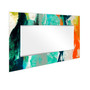 'Tidal Abstract' Rectangular On Free Floating Printed Tempered Art Glass Beveled Mirror, 72" x 36"