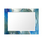 'Subtle Blues' Rectangular On Free Floating Printed Tempered Art Glass Beveled Mirror, 40" x 30"