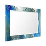 'Subtle Blues' Rectangular On Free Floating Printed Tempered Art Glass Beveled Mirror, 40" x 30"