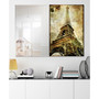 'Eiffel Tower' Rectangular On Free Floating Printed Tempered Art Glass Beveled Mirror, 36" x 48"