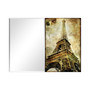 'Eiffel Tower' Rectangular On Free Floating Printed Tempered Art Glass Beveled Mirror, 36" x 48"