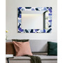 'Cerulean Strokes' Rectangular On Free Floating Printed Tempered Art Glass Beveled Mirror, 40" x 30"