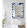 'Cerulean Strokes' Rectangular On Free Floating Printed Tempered Art Glass Beveled Mirror, 40" x 30"