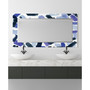 'Cerulean Strokes' Rectangular On Free Floating Printed Tempered Art Glass Beveled Mirror, 54" x 28"