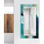 'Sky' Rectangular On Free Floating Printed Tempered Art Glass Beveled Mirror, 54" x 28"