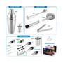 24 Piece Professional Stainless Steel Bartender Set with Bamboo Stand