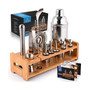 24 Piece Professional Stainless Steel Bartender Set with Bamboo Stand