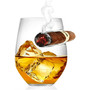 Whiskey Glass with Cigar Holder Rest, Set of 2