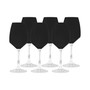 Black Wine Glasses with Stem, Set of 6