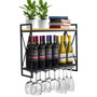 2 Tier Wine Bottle Stemware Glass Rack