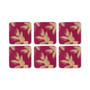 Pimpernel Etched Leaves Set of 6 Pink Coasters