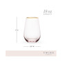 Rose Crystal Stemless Wine Glass, Set of 2