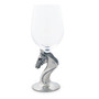 Wine Glass Hand-Blown with Solid Pewter Thoroughbred Horse Equestrian Stem and Base