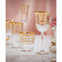 4 Piece Infinity Gold Ring White Wine Goblet Set