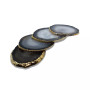 - Premium Gold-tone Trim Agate Coasters