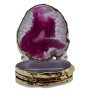 - Premium Gold-tone Trim Agate Coasters