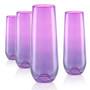 Set of 4 9oz Luster Purple Stemless Flutes