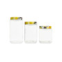 Blossoms Lemons Square Glass Jars Set, 3 Piece