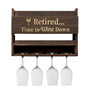 Retired Time To Wine Down Wall Mounted Wine Rack with Wine Glasses, Set of 5