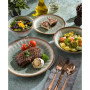 Elite Mayfair Bay Double Bowl Embossed Reactive, 16 Piece Dinnerware Set, Service for 4