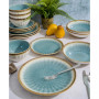 Elite Mayfair Bay Double Bowl Embossed Reactive, 16 Piece Dinnerware Set, Service for 4