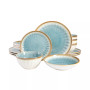 Elite Mayfair Bay Double Bowl Embossed Reactive, 16 Piece Dinnerware Set, Service for 4