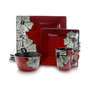 Winter Bloom 16 Piece Square Stoneware Dinnerware Set