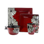 Winter Bloom 16 Piece Square Stoneware Dinnerware Set