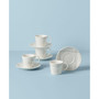 Oyster Whiteware 8 Piece Espresso Cup and Saucer Set, Service for 4